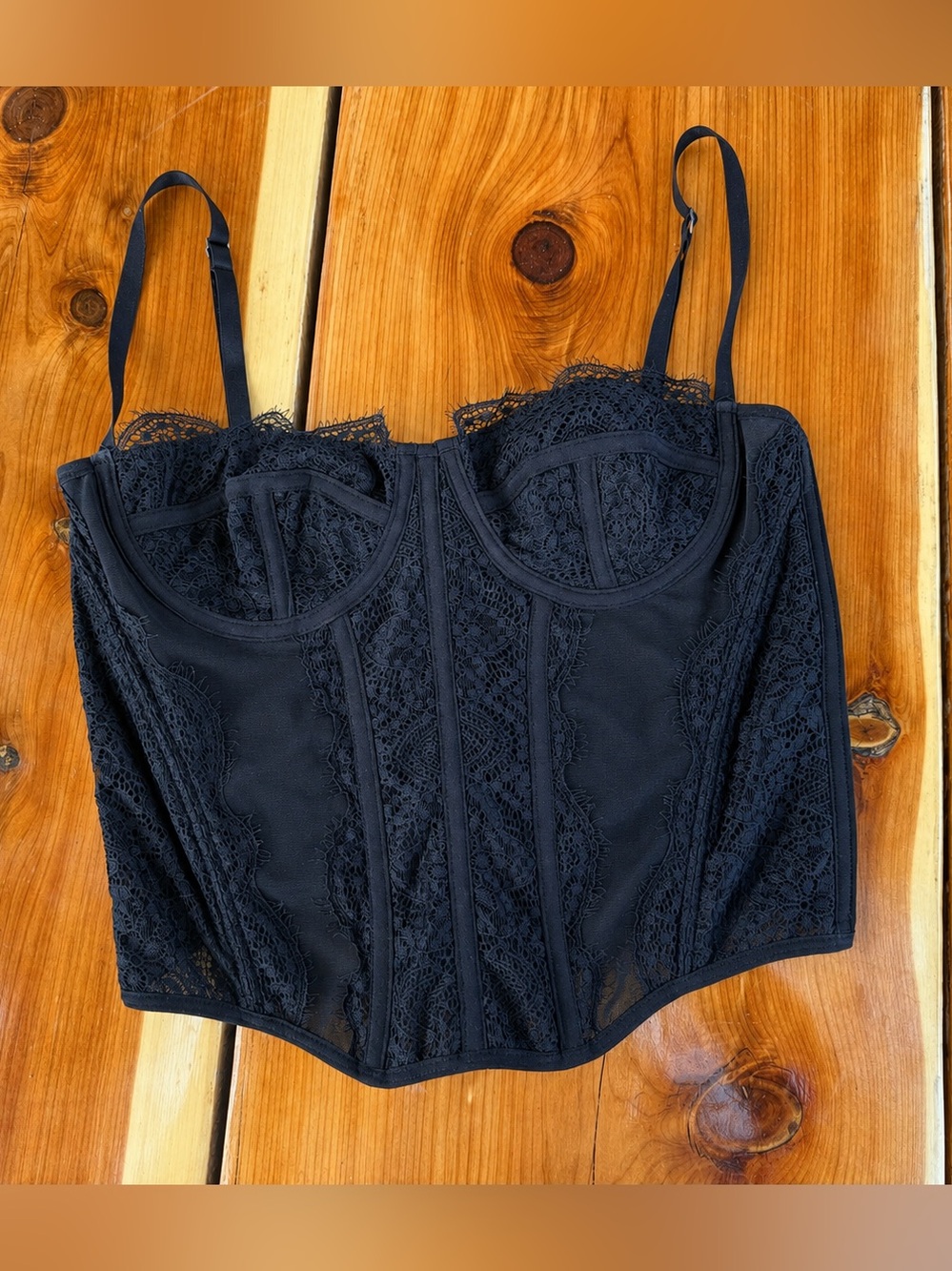 Black Lace Bustier Corset Women Intimates Deal More Medium